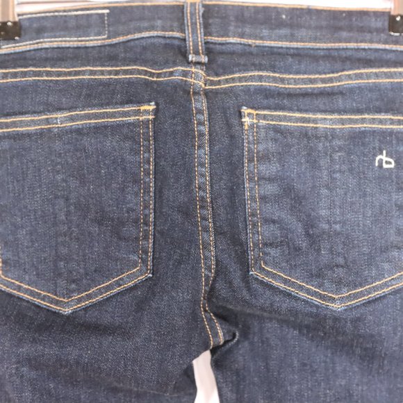 Rag and Bone Jeans Size 24 Stiletto Bootcut Dark Wash Blue Contrast Stitching - Picture 7 of 11